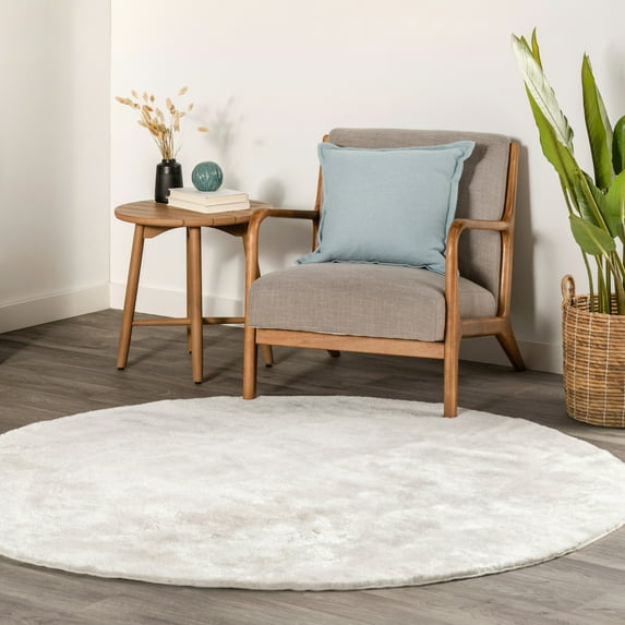nuLOOM Loni SuperiorWash Solid Machine Washable Shag Area Rug, 6', Round, Loni Off-white