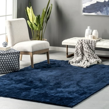 nuLOOM Loni Solid Machine Washable Shag Area Rug, 8' x 10', Navy