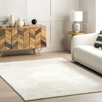 nuLOOM Loni Solid Machine Washable Shag Area Rug, 8' x 10', White