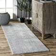 thumbnail image 1 of nuLOOM Loni SuperiorWash Solid Machine Washable Shag Area Rug, 2' 6" x 6', Runner, Loni Light Grey, 1 of 10