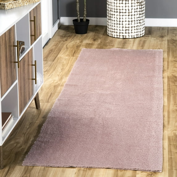 nuLOOM Loni SuperiorWash Solid Machine Washable Shag Area Rug, 2' 6" x 6', Runner, Loni Pink