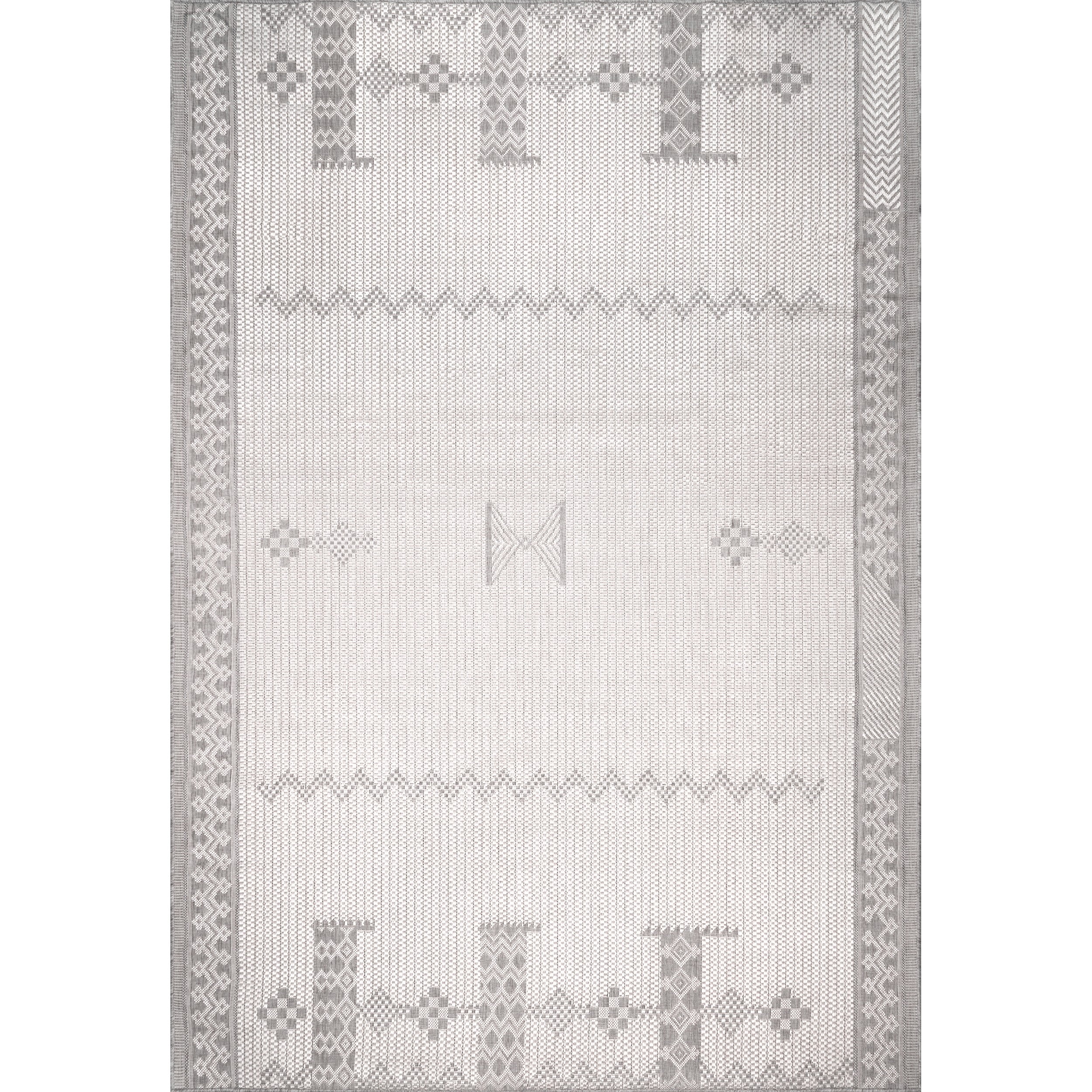 Lowen Global Geometric Light Gray Indoor/Outdoor Area Rug, 3'6" x 5'