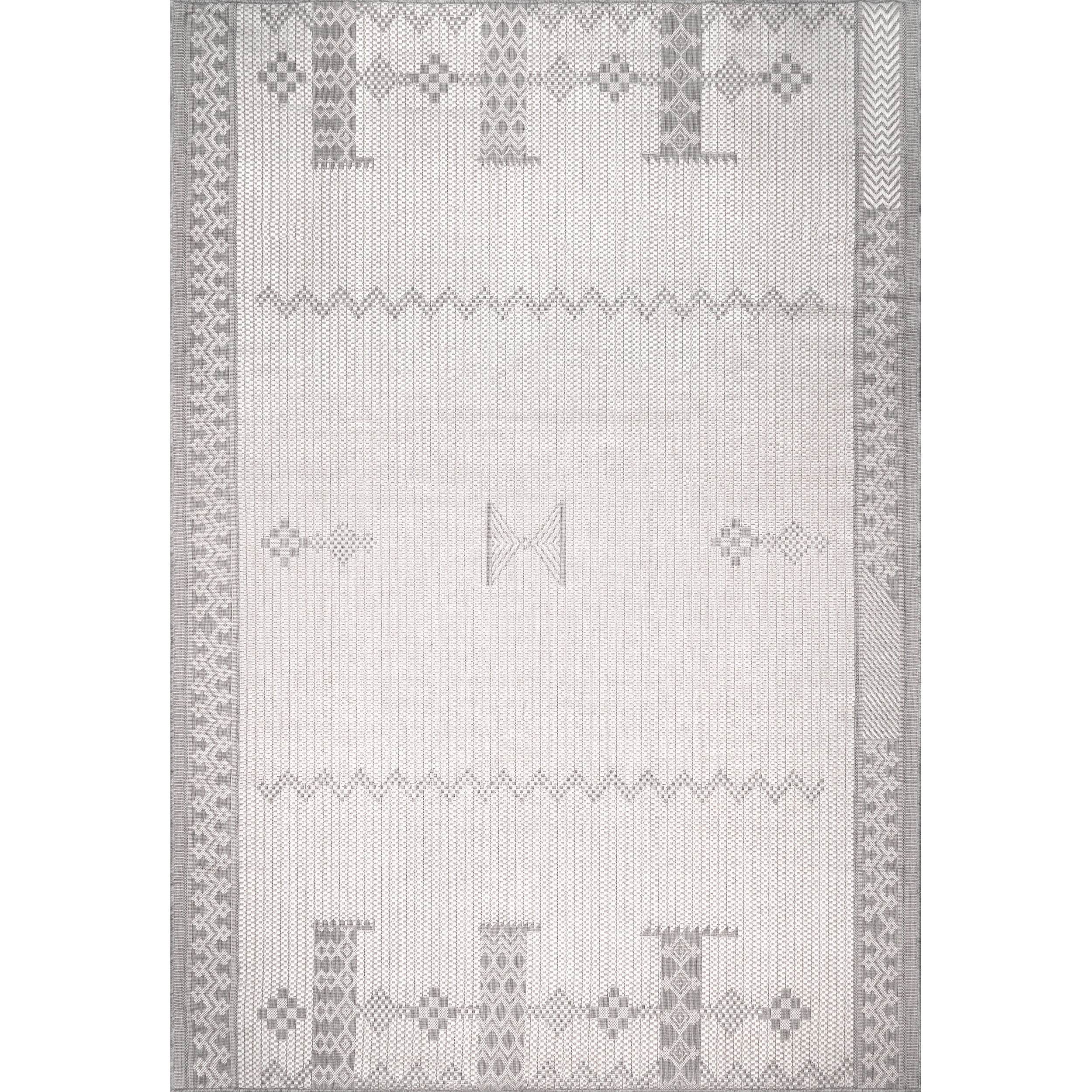 Lowen Global Geometric Light Gray Indoor/Outdoor Area Rug, 3'6" x 5'