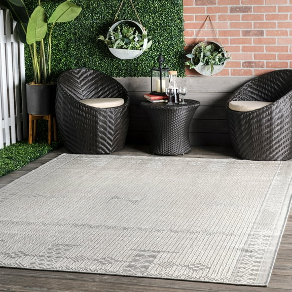 nuLOOM Lowen Tribal Indoor/Outdoor Area Rug, 5' x 8', Lowen Light Grey