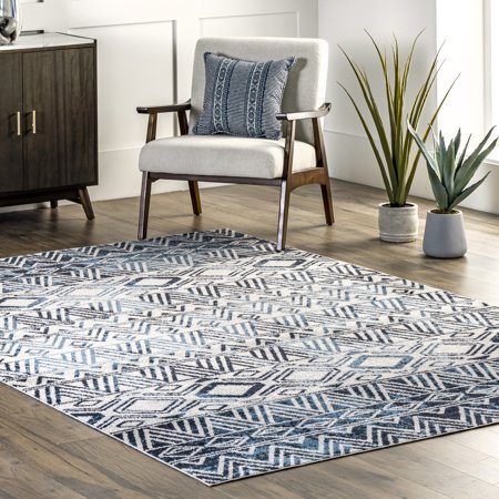 nuLOOM Lucci Machine Washable Aztec Area Rug, 5' x 8', Blue