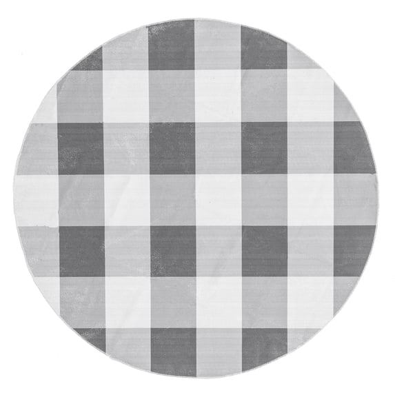 nuLOOM Lucy Machine Washable Farmhouse Buffalo Plaid Area Rug, 6' Round, Grey