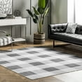 thumbnail image 1 of nuLOOM Lucy SpinClean Machine Washable Farmhouse Buffalo Plaid Area Rug, 8' x 8', Square, Lucy Grey, 1 of 13