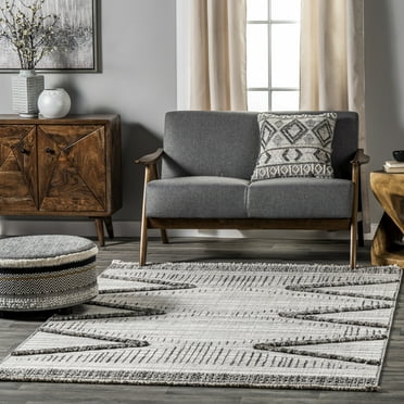 nuLOOM Lyla Modern Geometric Tassel Area Rug, 5' x 8', Light Gray