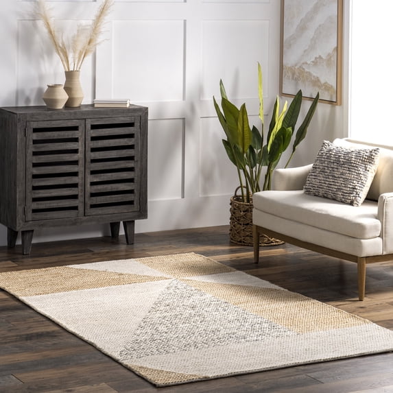 nuLOOM Lynell Abstract Geometric Jute Area Rug, 8' x 10', Ivory