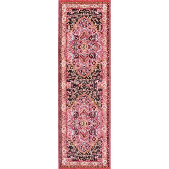 nuLOOM Mackenzie Vintage Runner Rug, 2' 6" x 12', Violet Pink
