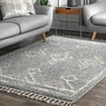 thumbnail image 1 of nuLOOM Mackie Moroccan Diamond Tassel Shag Runner Rug, 2' 6" x 6', Gray, 1 of 2