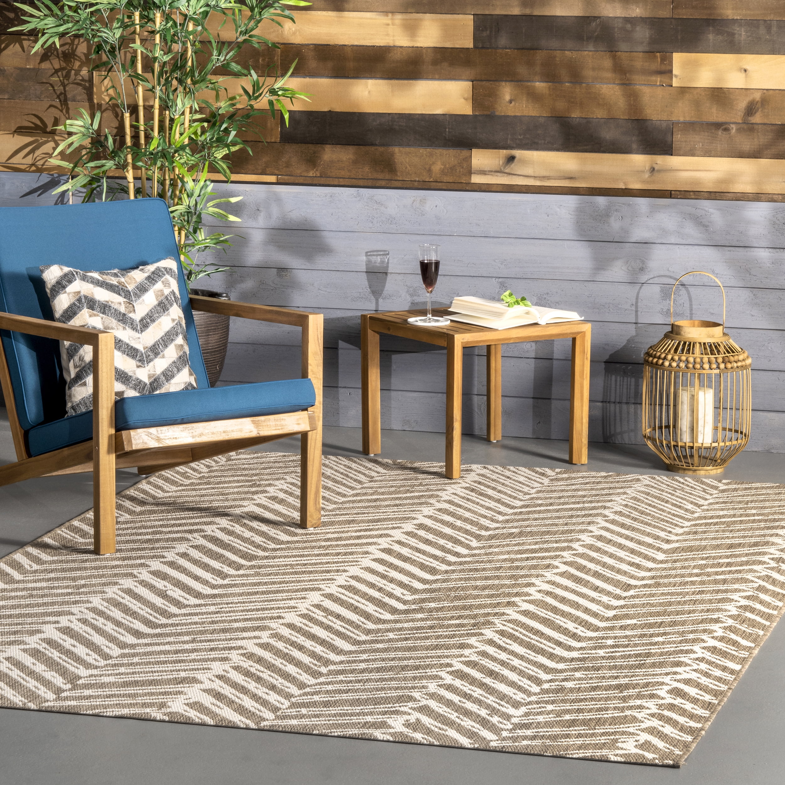 Macklin Brown Herringbone Synthetic Indoor/Outdoor Area Rug