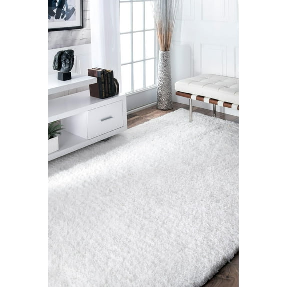 nuLOOM Maginifique Hand Tufted Shag Area Rug, 7' 6" x 9' 6", Snow