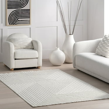 nuLOOM Makena Modern Geometric High-Low Area Rug, 8' 10" x 12', Off-White