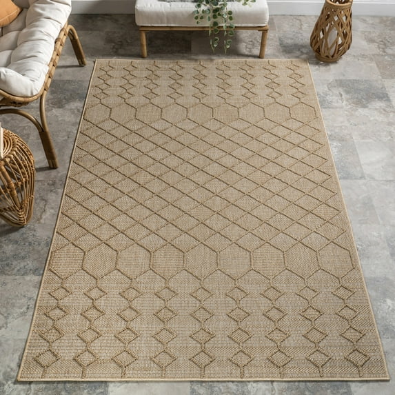nuLOOM Malina Geometric Indoor/Outdoor Area Rug, 6' 5" x 9', Malina Dark Beige