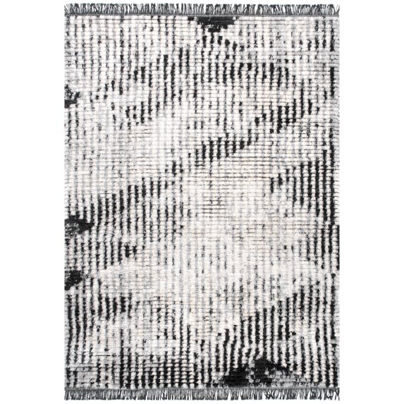 nuLOOM Mandi Soft Shag Abstract Fringe Area Rug, 7' 10" x 10', Gray
