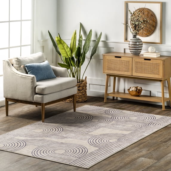 nuLOOM Marestella Reversible Machine Washable Area Rug, 4' x 6', Beige And Navy