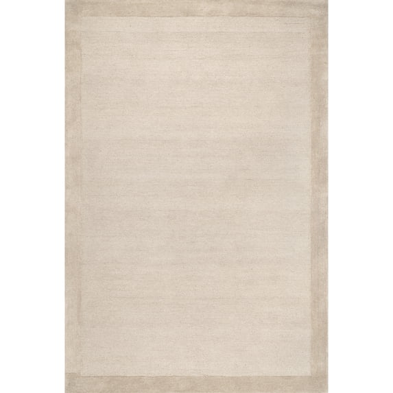 nuLOOM Marianne Handmade Wool Border Area Rug, 5' x 8', Beige