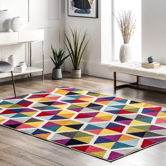 nuLOOM Maris Colorful Geometric Tiles Area Rug, 4' 1" x 6', Maris Multicolor