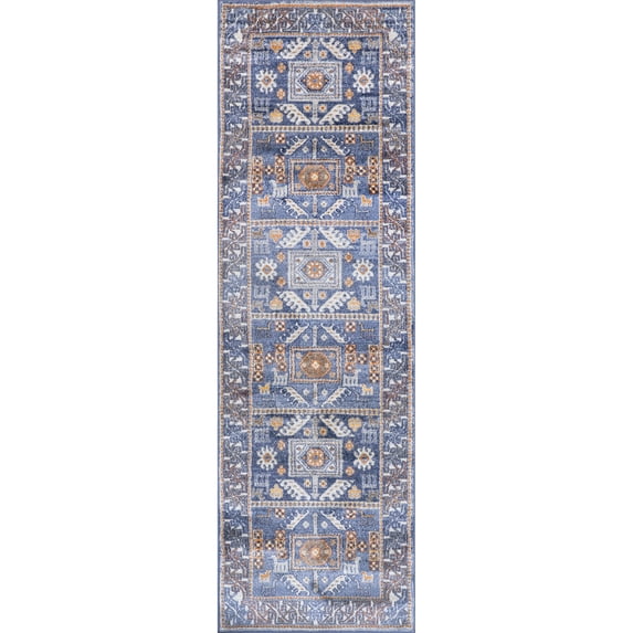 nuLOOM Marisela Tribal Runner Rug, 2' 6" x 8', Blue