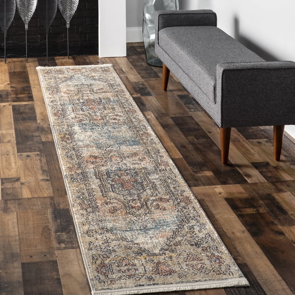 nuLOOM Marley Traditional Medallion Fringe Area Rug, 2' 8" x 10', Runner, Beige