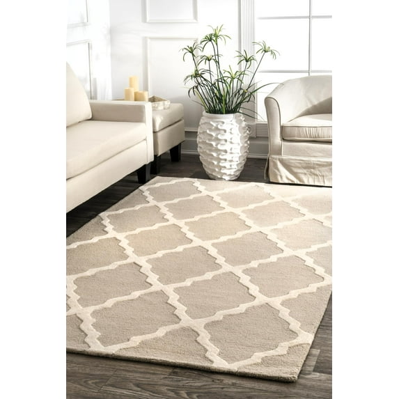nuLOOM Marrakech Trellis Wool Accent Rug, 2' x 3', Tan