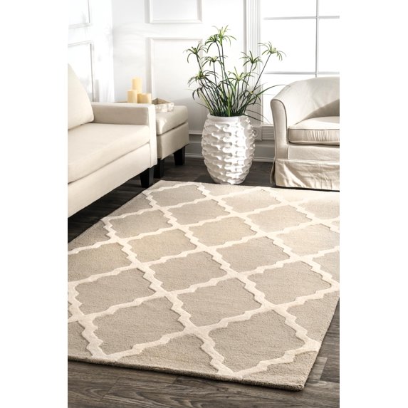 nuLOOM Marrakech Trellis Wool Area Rug, 6' x 9', Tan