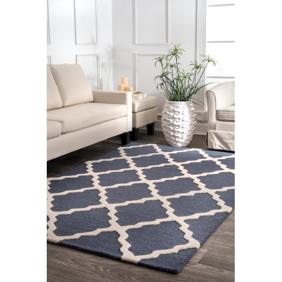 nuLOOM Marrakech Trellis Wool Area Rug, 7' 6" x 9' 6", Blue Gray