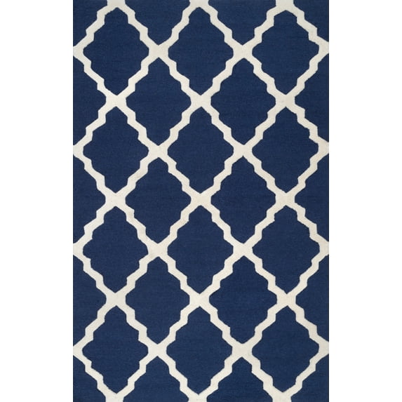 nuLOOM Marrakech Trellis Wool Runner Rug, 2' 6" x 12', Navy