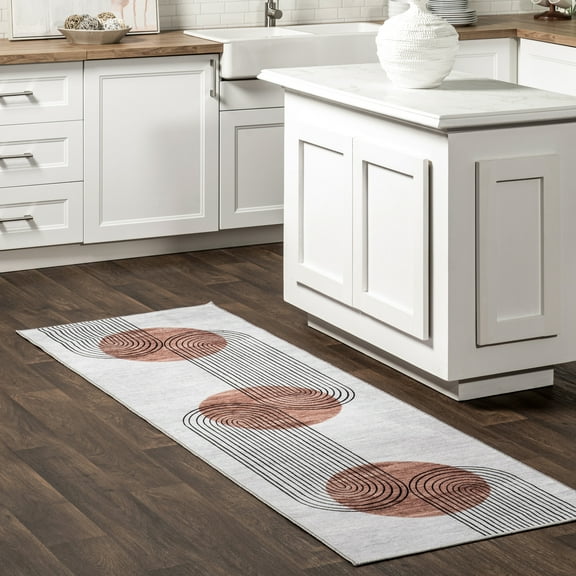nuLOOM Martine Abstract Sun Machine Washable Area Rug, 2' 6" x 8', Runner, Burnt Orange