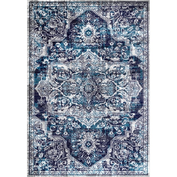 nuLOOM Maryanne Medallion Area Rug, 6' 7" x 9', Blue