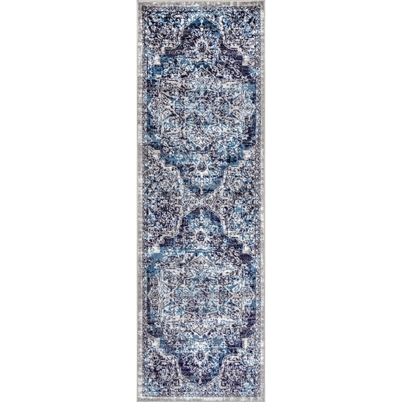 nuLOOM Maryanne Medallion Runner Rug, 2' 6" x 8', Blue