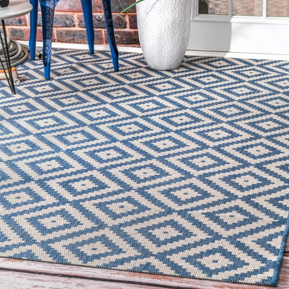 nuLOOM Marybelle Tribal Diamond Indoor/Outdoor Area Rug, 4' x 6', Blue