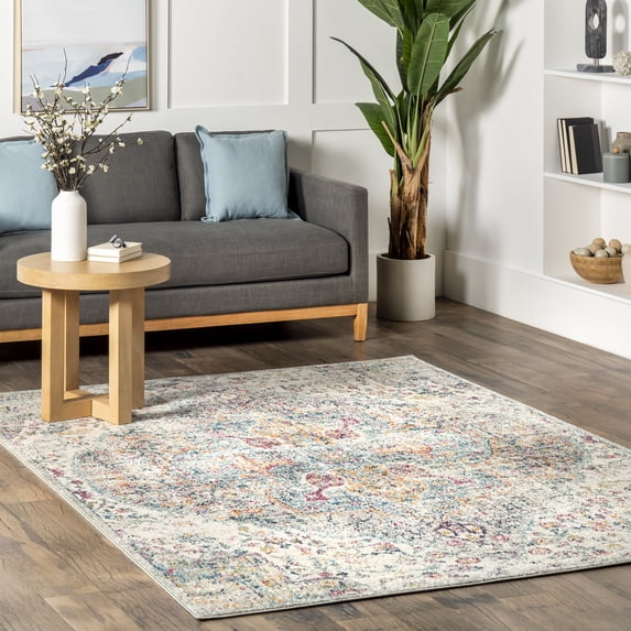 nuLOOM Maryetta Distressed Boho Area Rug, 6' 7" x 9', Blue
