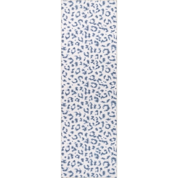 nuLOOM Mason Machine Washable Contemporary Leopard Print Runner Rug, 2' 6" x 12', Blue