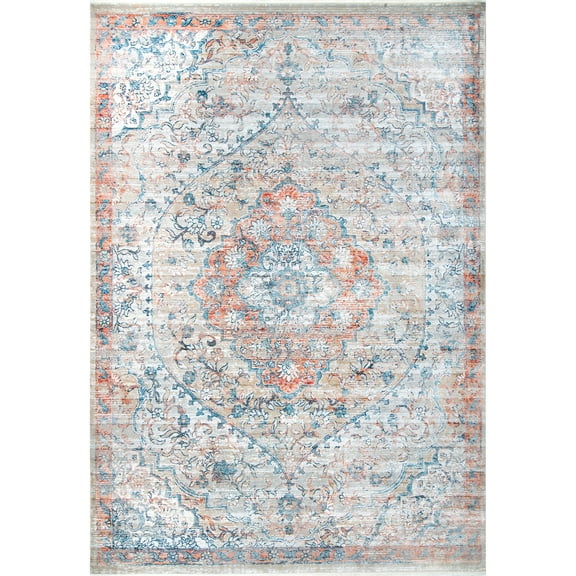 nuLOOM Maxine Floral Medallion Area Rug, 4' x 6', Rust