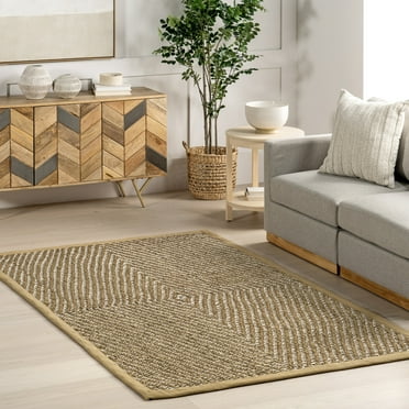 nuLOOM Meara Geometric Striped Seagrass Area Rug, 5' x 8', Meara Beige