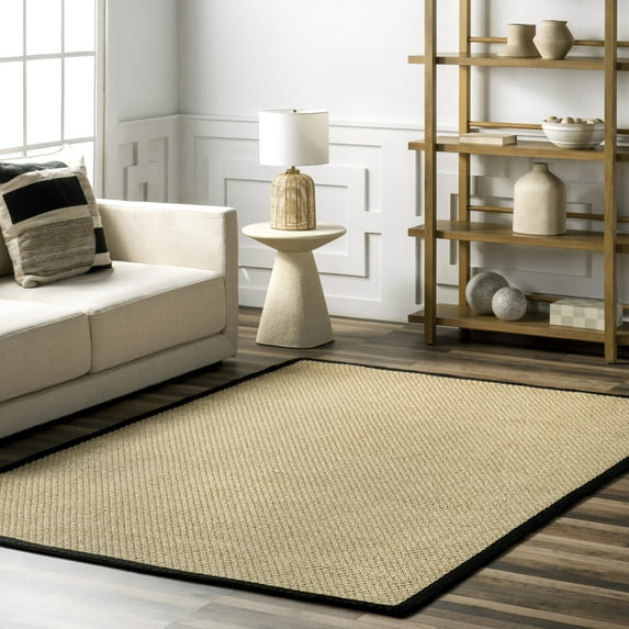 nuLOOM Meena Faux Seagrass Bordered Indoor/Outdoor Area Rug, 8' x 10', Meena Black