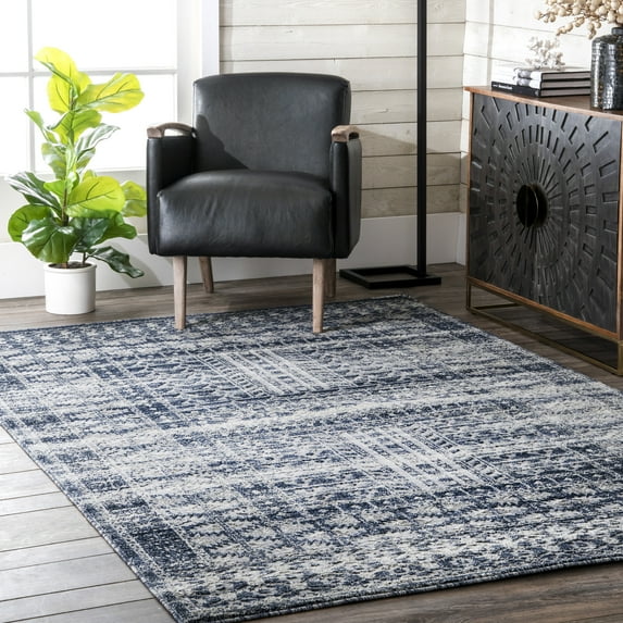 nuLOOM Melina Distressed Grecian Area Rug, 4' x 6', Blue