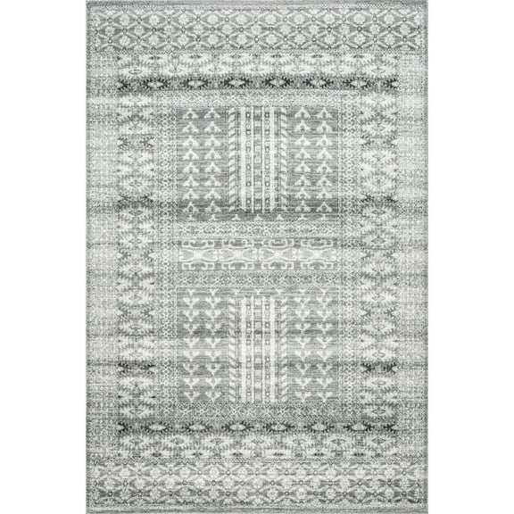 nuLOOM Melina Distressed Grecian Area Rug, 4' x 6', Gray