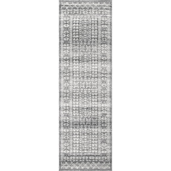 nuLOOM Melina Distressed Grecian Runner Rug, 2' x 6', Gray