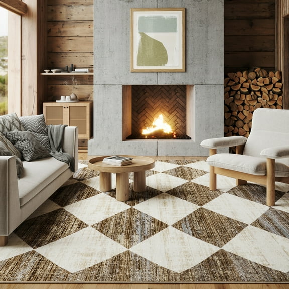 nuLOOM Meline Checkered Fringe Area Rug, 10' x 13', Meline Beige