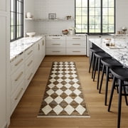 nuLOOM Meline Checkered Fringe Area Rug, 2 6" x 10, Runner, Meline Beige