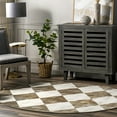 thumbnail image 1 of nuLOOM Meline Checkered Fringe Area Rug, 6' 4", Round, Meline Beige, 1 of 12