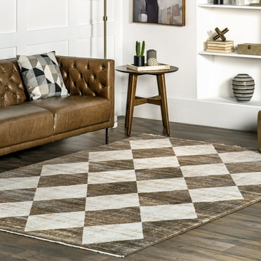 nuLOOM Meline Checkered Fringe Area Rug, 8' x 10' 2", Beige