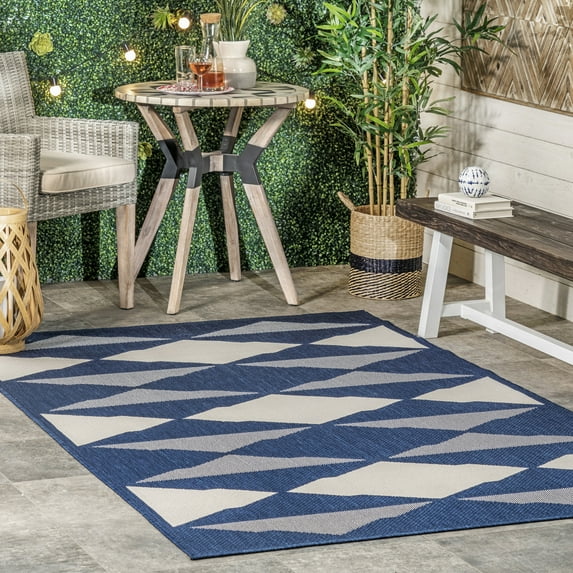 nuLOOM Mickey Geometric Indoor/Outdoor Area Rug, 4' x 6', Mickey Navy