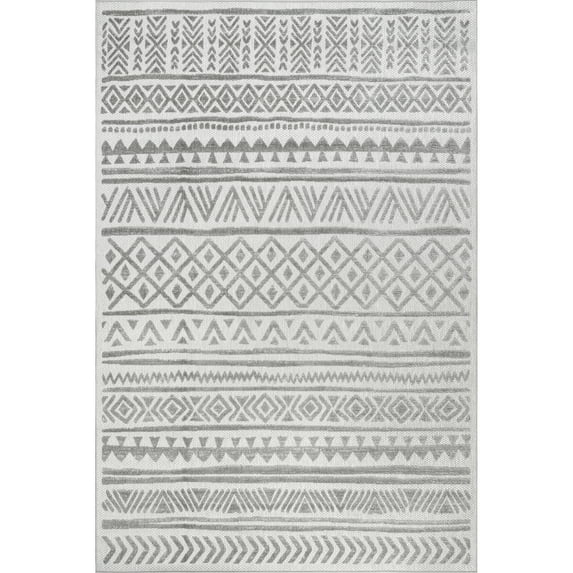 nuLOOM Mikala Raised Tribal Indoor/Outdoor Area Rug, 5' x 8', Light Grey