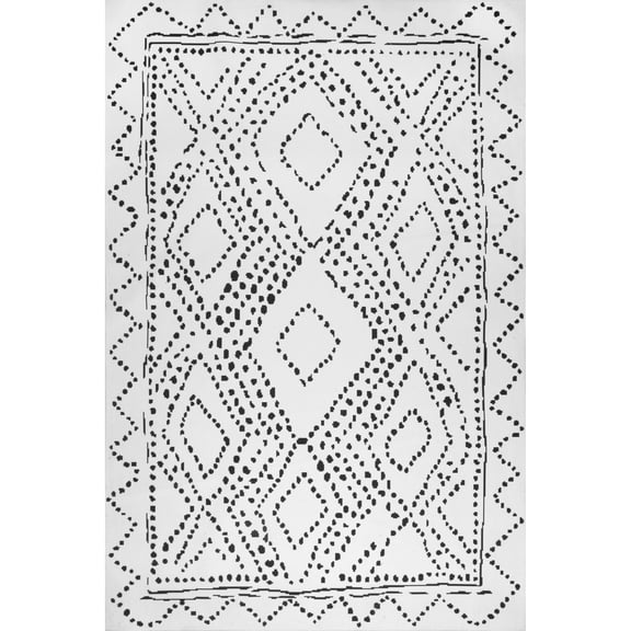nuLOOM Mila Machine Washable Diamond Trellis Area Rug, 2' x 3', White