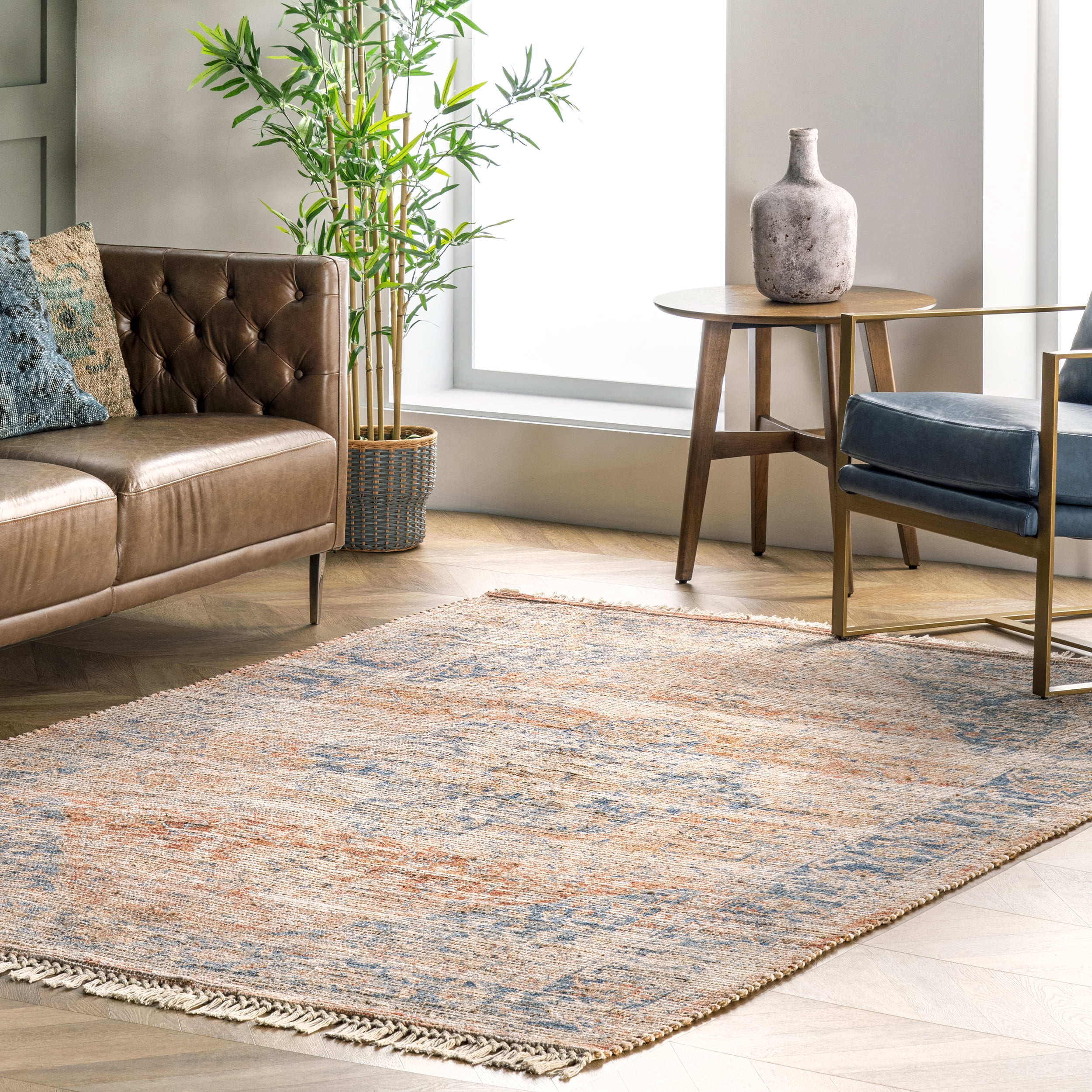 nuLOOM Mina Traditional Medallion Tassel Flatweave Area Rug, 6' x 9', Multi