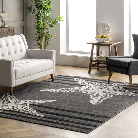 nuLOOM Minnie Coastal Starfish Area Rug, 4' x 6', Minnie Grey